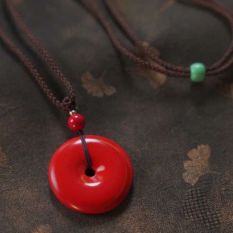 含辰砂工艺品新款红砂平安扣