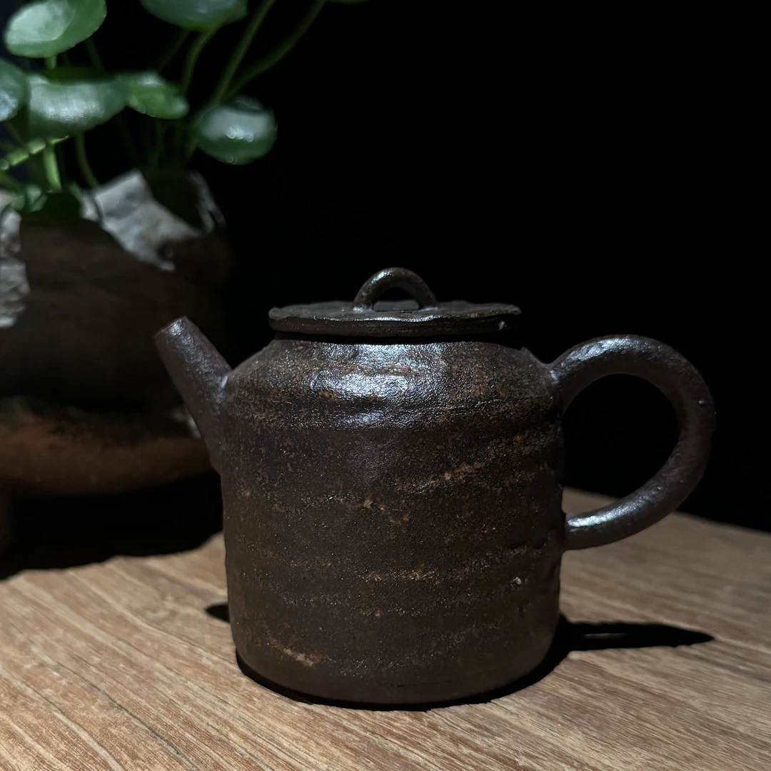 柴烧手拉壶泡茶壶侘寂风茶具手作孤品茶器