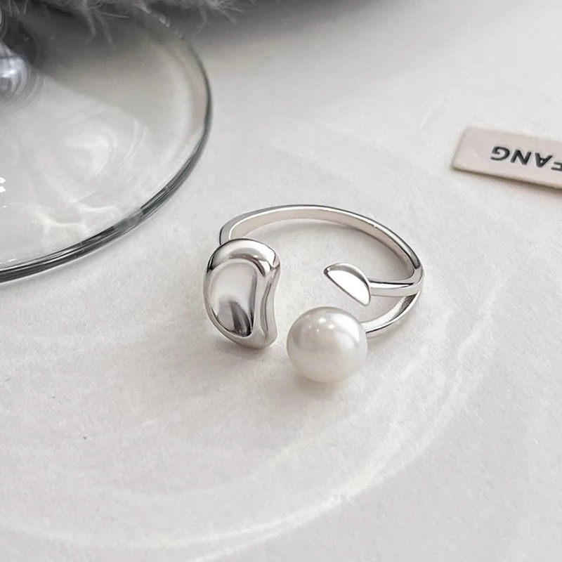 YQJR 铜合金戒指 圆珠戒指女轻奢气质指环开口可调节食指戒3186