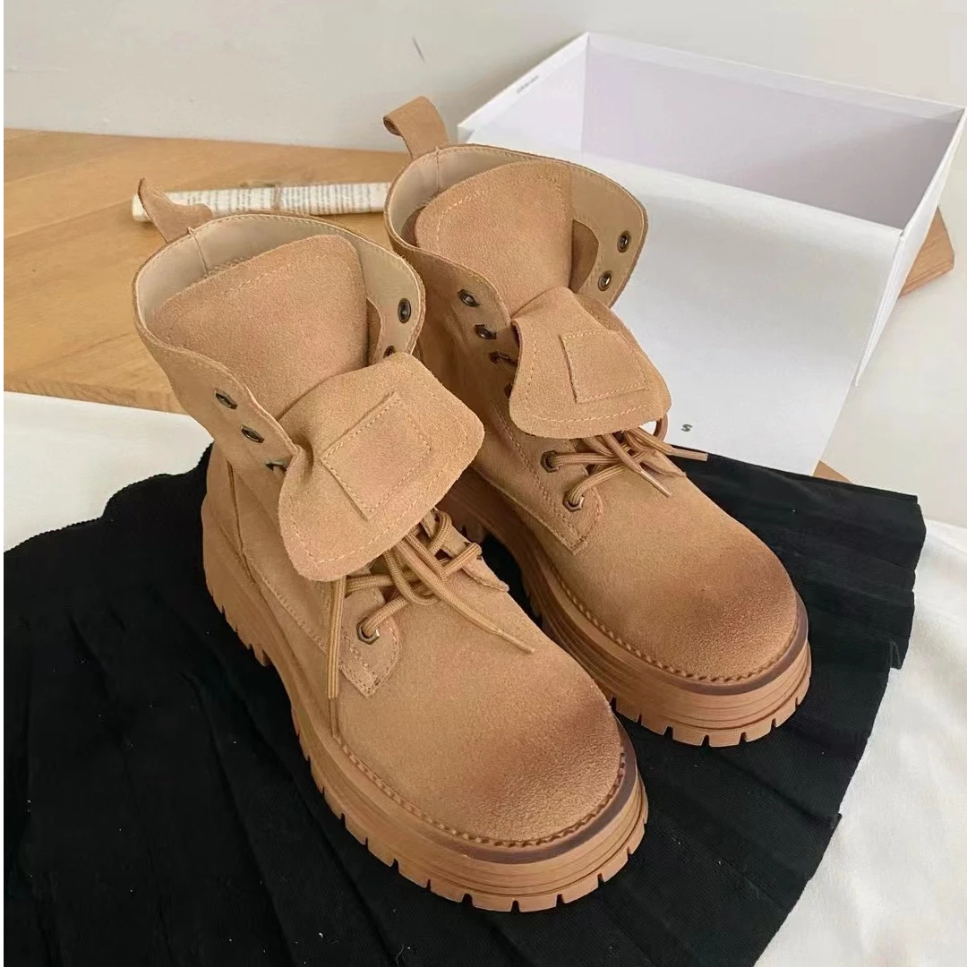 【ZKUKU】真皮新款2024早秋两穿马丁靴时尚小众百搭短筒短靴女靴