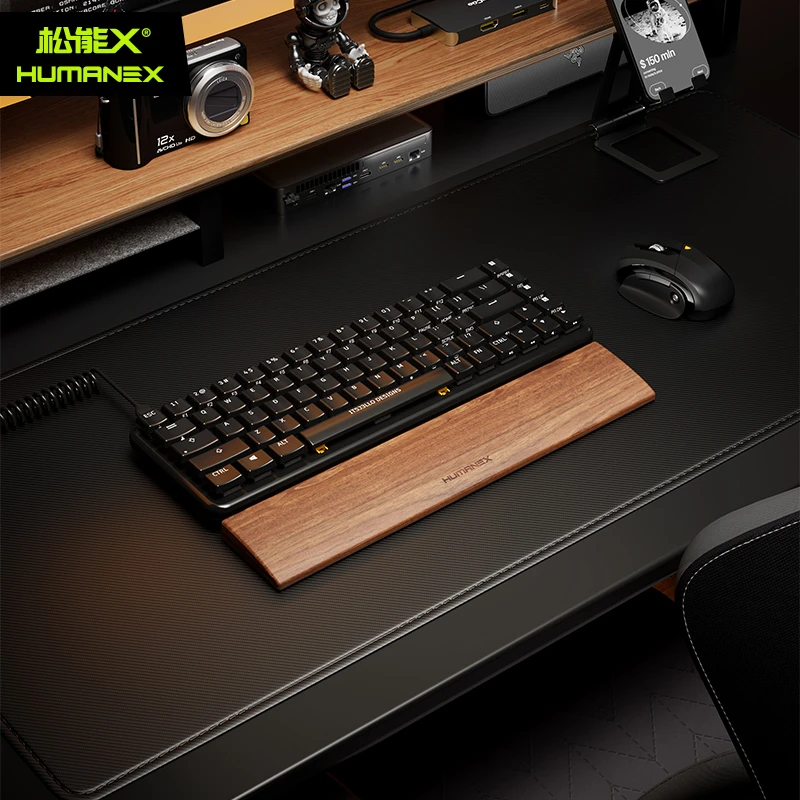 松能X实木键盘托胡桃木键盘掌托CX7弧度自然防滑