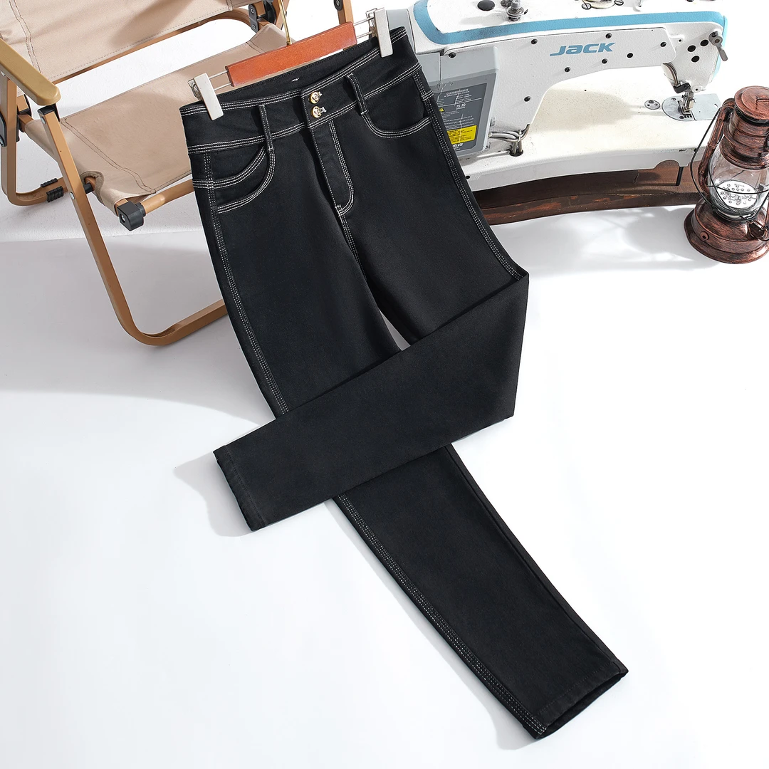 高腰显瘦加绒牛仔裤女小脚裤时尚百搭修身弹力裤