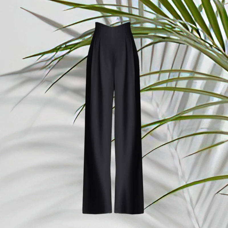 夏季薄新款黑色西装裤子女直筒显瘦2025高腰小个子百搭正装裤7686