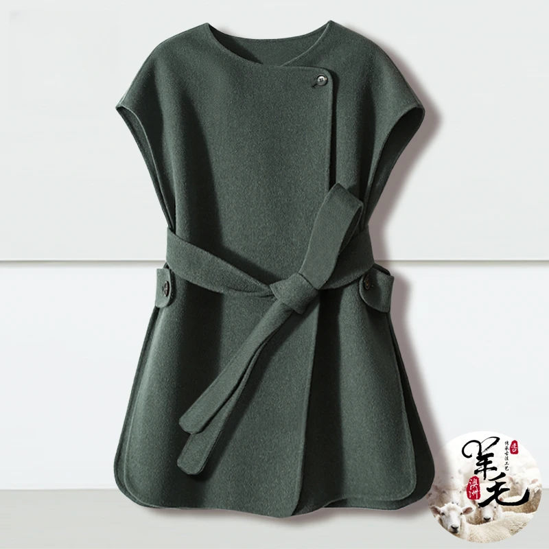 高端纯羊毛呢马甲女2025新款秋冬马夹双面呢外套大衣叠穿神器0616