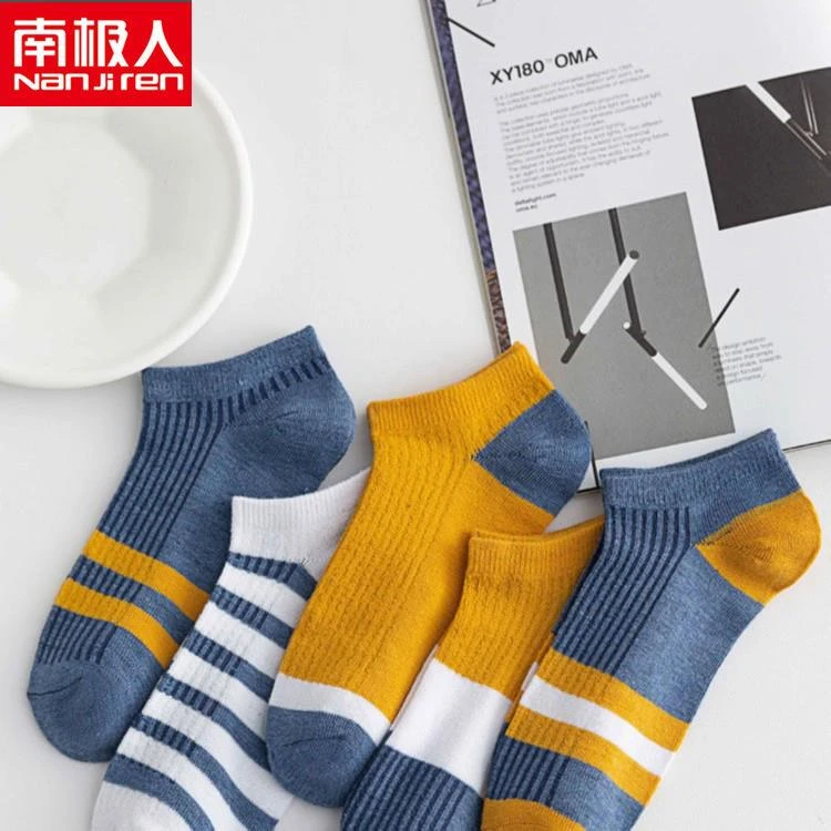 品牌男士运动短袜夏季船袜吸汗防臭时尚条纹学生袜潮流百搭棉袜