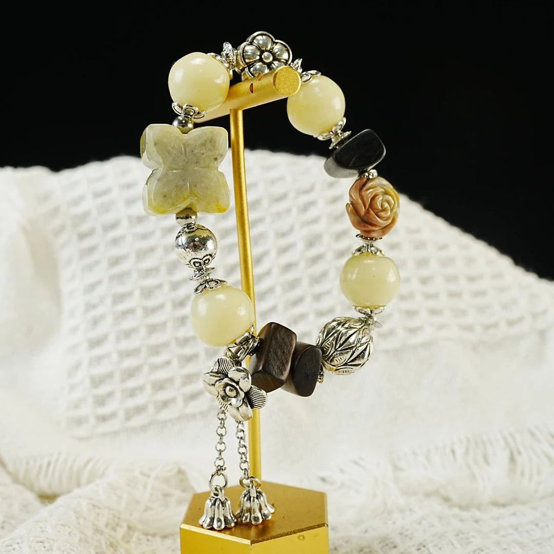 合成金属琉璃手链 【桃灼设计】重工百搭时尚款轻奢手串藏银手链