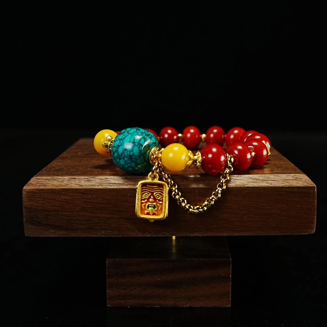 钛钢手链 【桃灼】新年珊红手串蛇年礼物送老婆送闺蜜送女友