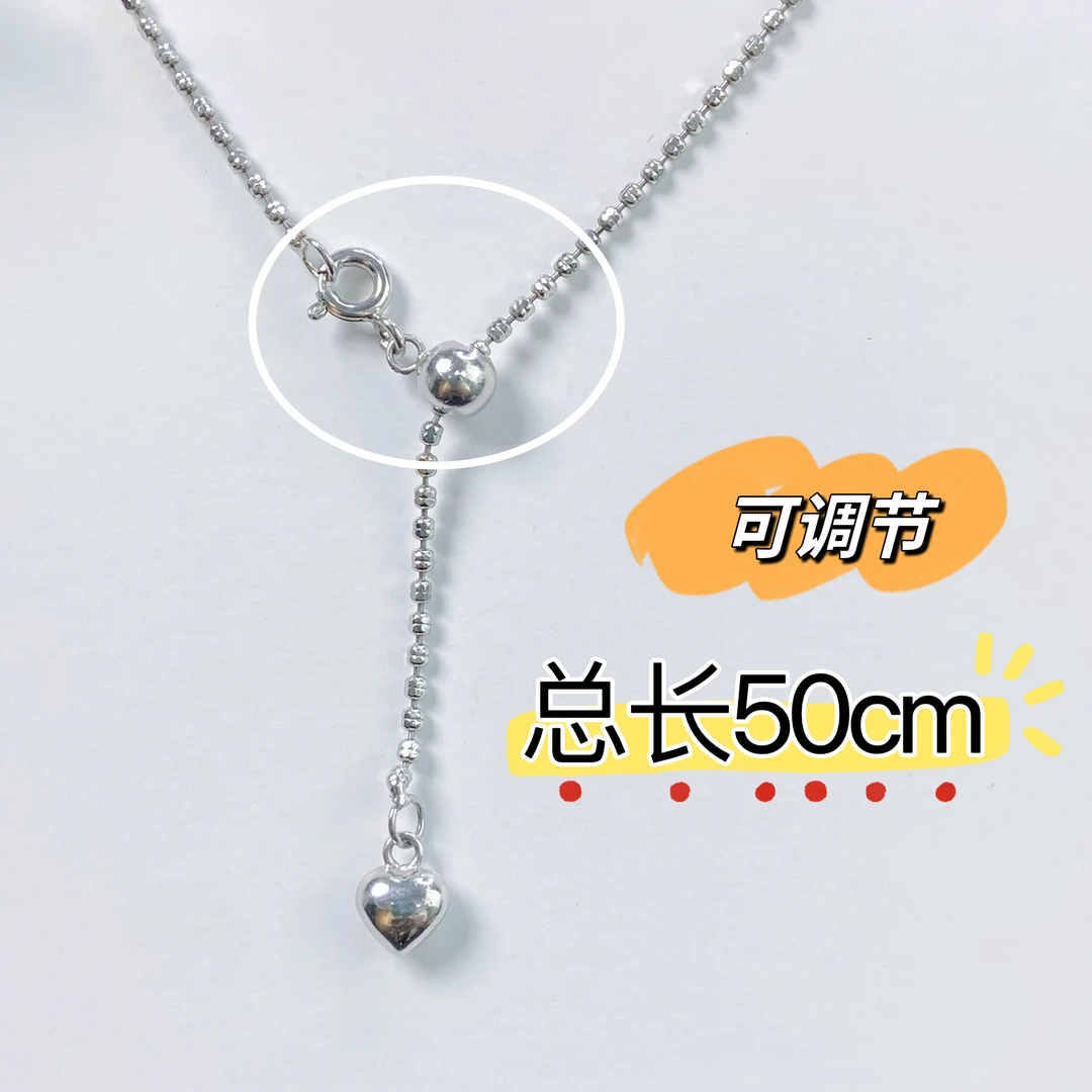 925银银制品 小珠素款可调节项链手工意大利银链子银饰品坠链抽拉