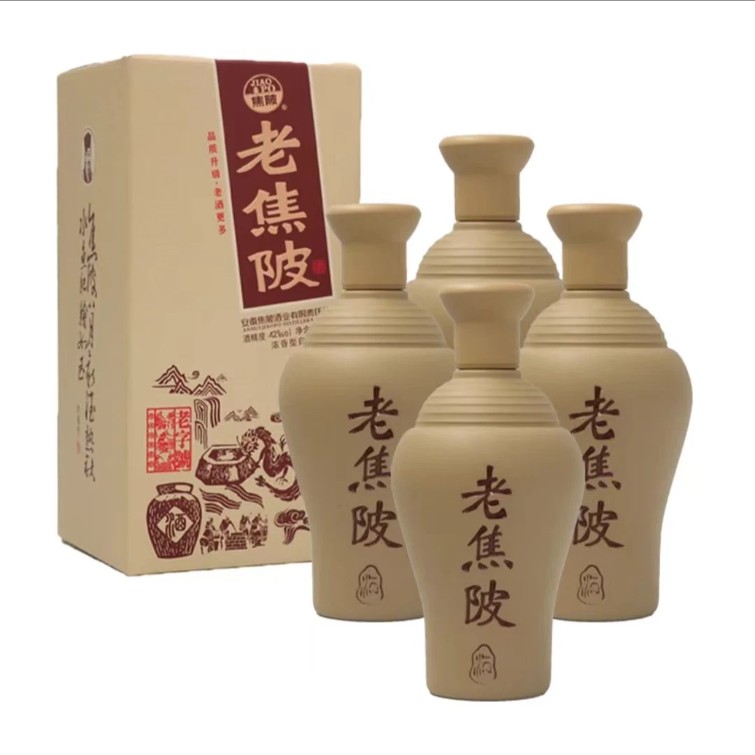 JIAO PO/焦陂【陶瓶礼盒装】老焦陂浓香型白酒42度500ml*4瓶