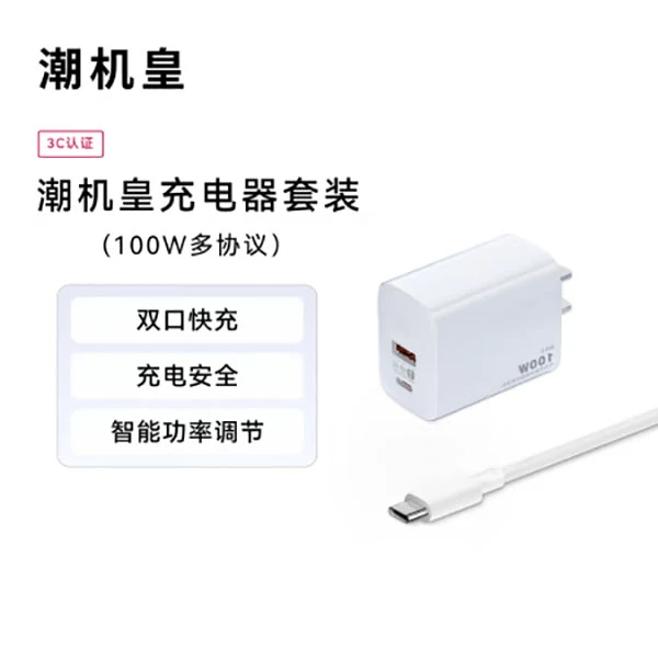 未使用  【100w双口快充限前100个下单】潮机皇充电套装通用科技
