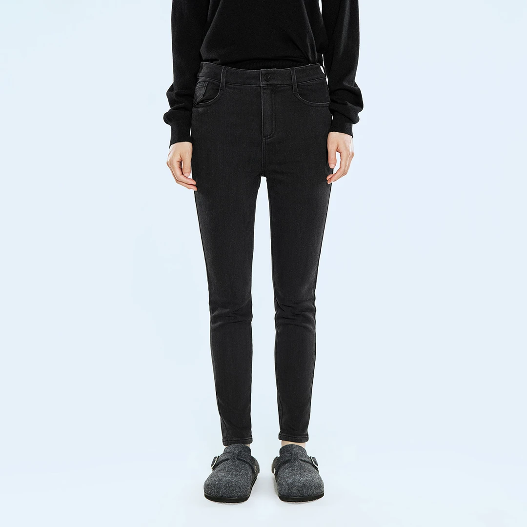 COVERINS2024冬季修身弹力高腰牛仔小脚裤CC34520120