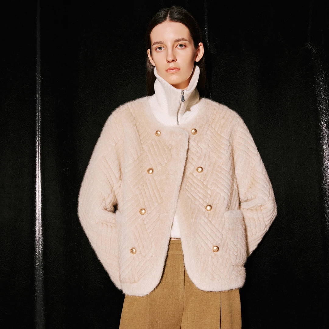 COVERINS秋冬撞色拼接百搭气质宽松开衫时尚气质外套女CC33510580