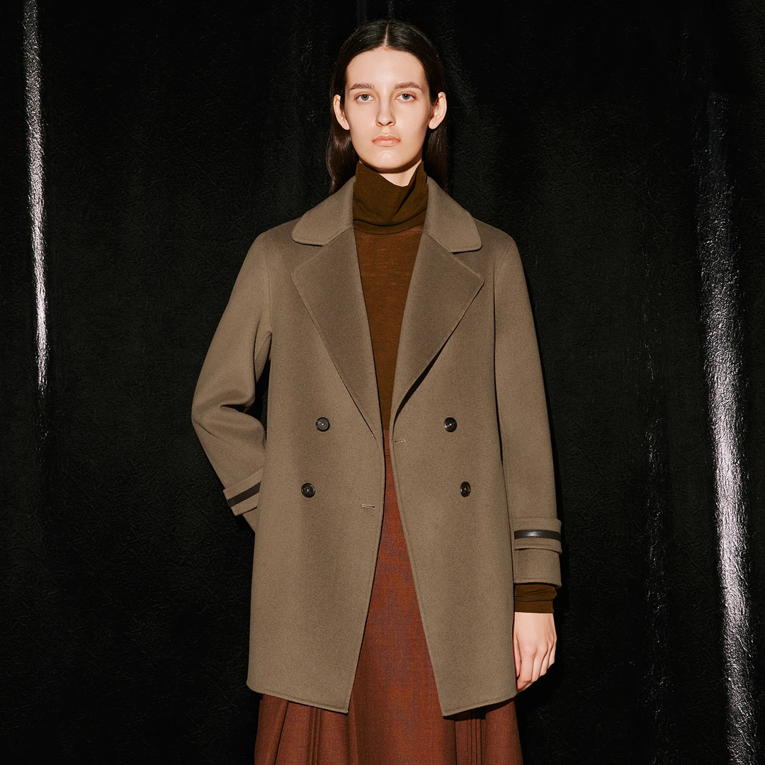 COVERINS2023秋季新款长款宽肩挺括羊毛西装外套女CC33580230