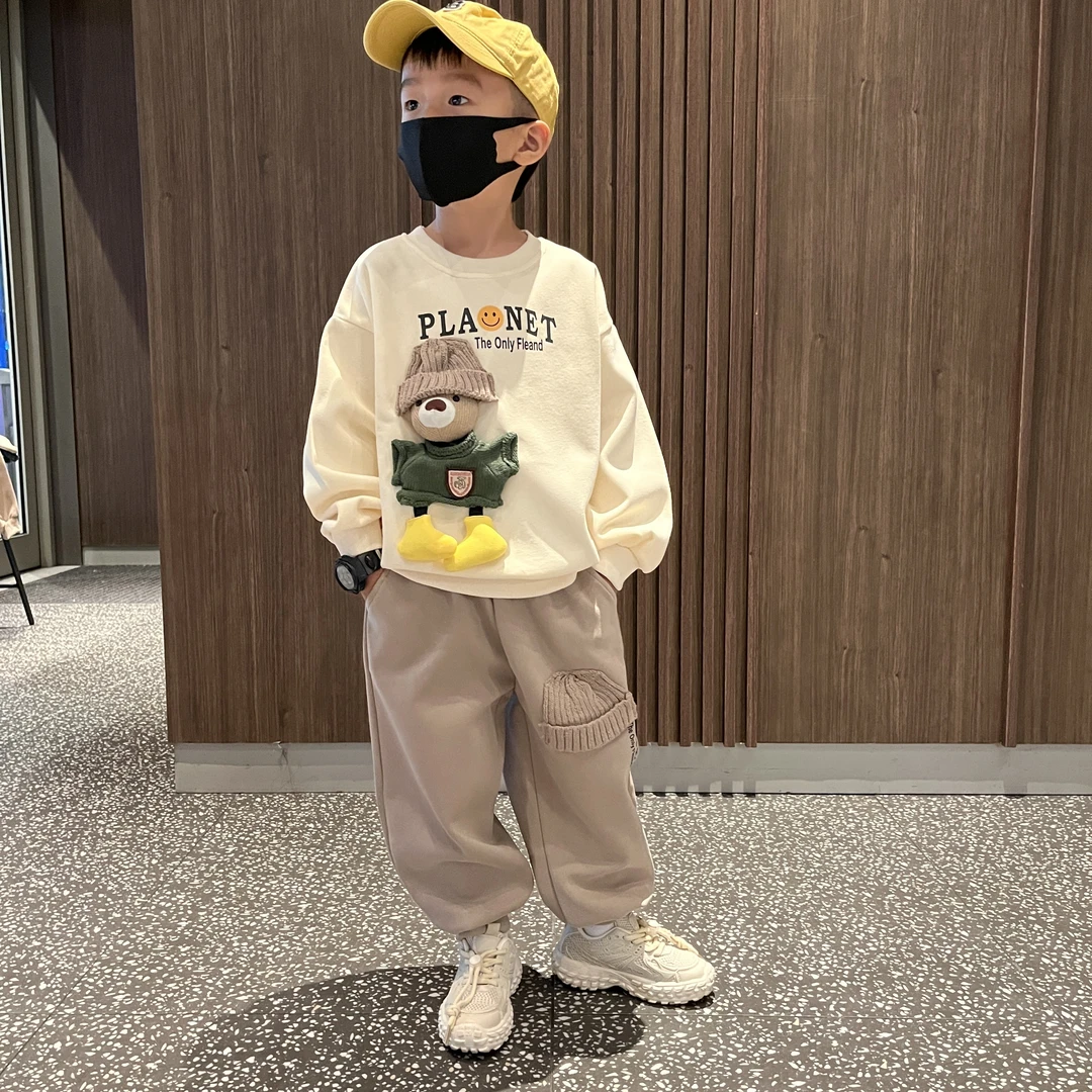 秋款儿童休闲洋气卡通圆领长袖卫衣套装『8635』