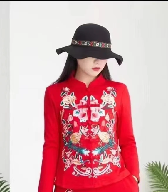中国风刺绣上衣大码