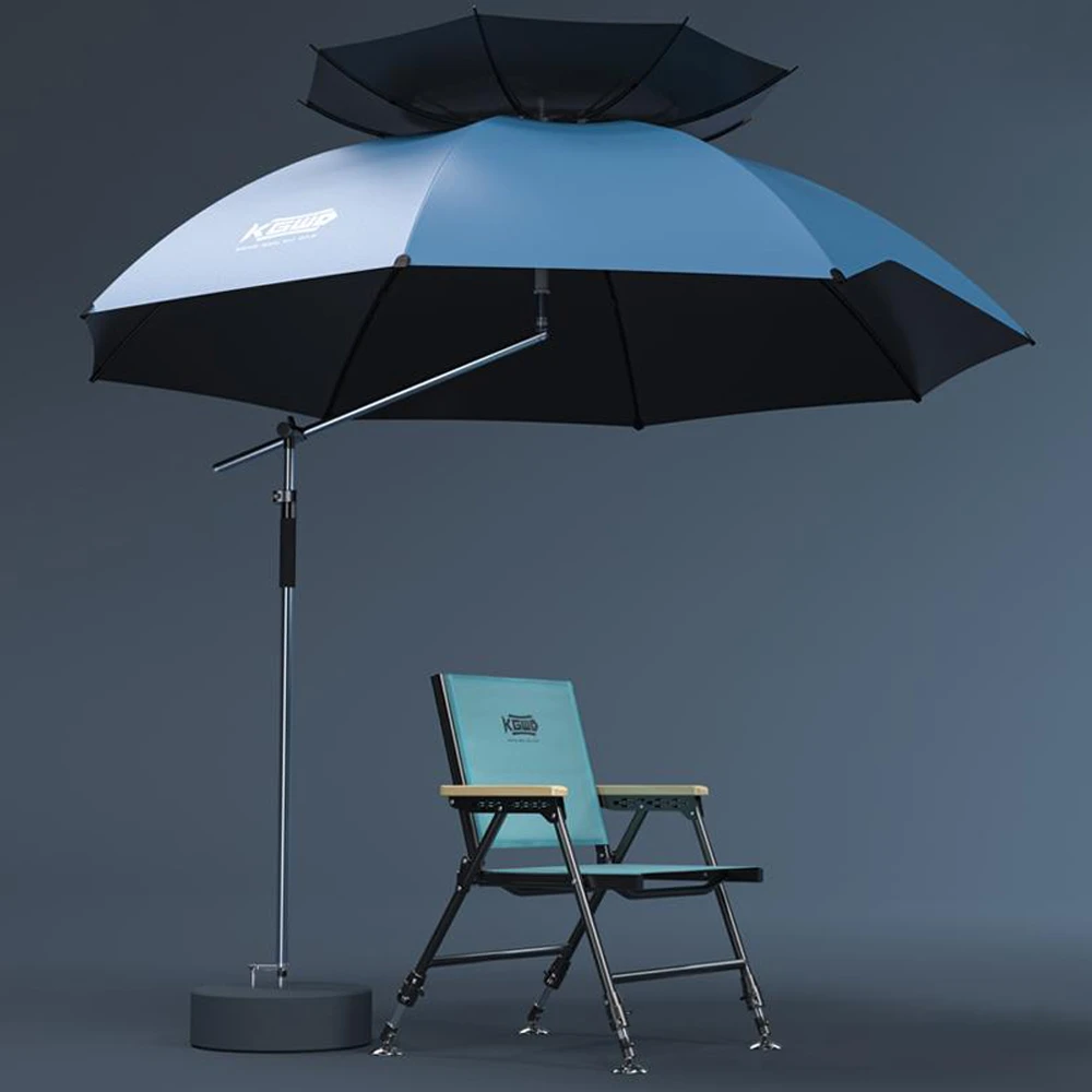 空钩悟道全遮光双层双弯钓鱼伞 2.4米万向防雨新款遮阳垂钓雨伞