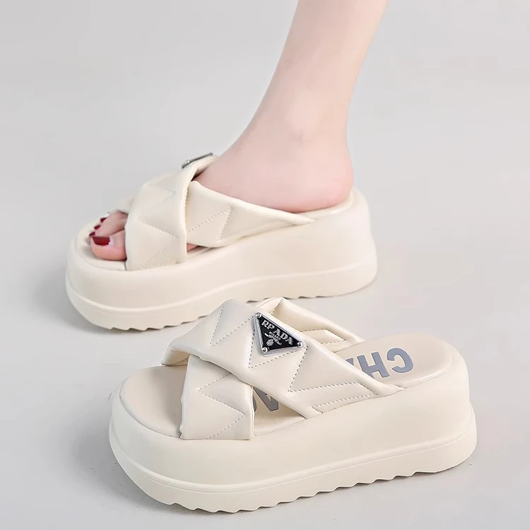 厚底松糕拖鞋女夏外穿时尚2024年新款交叉仙女风网红爆款凉拖鞋子