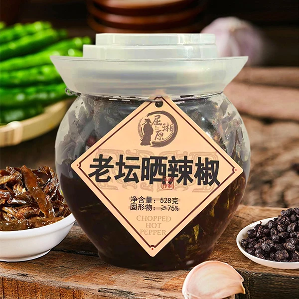 湘味经典湖南特产屈湘原老坛晒辣椒屈原好物辣椒晒着吃更香大青椒
