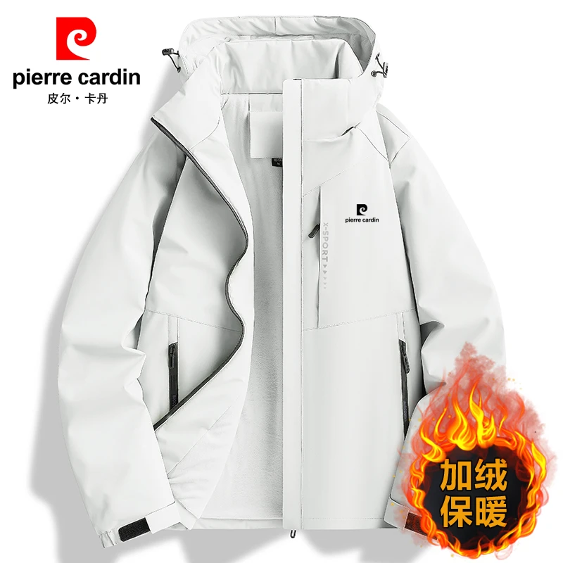 皮尔卡丹夹克外套男士春秋季2024新款秋冬加绒大码休闲防风冲锋衣
