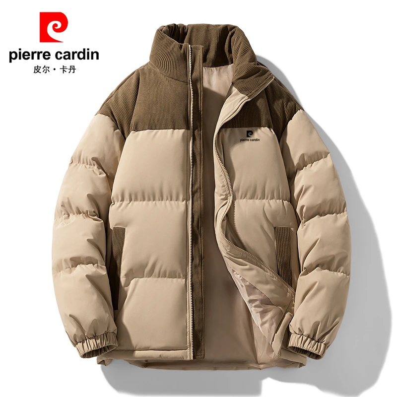 皮尔卡丹棉服男款冬季新款立领棉袄宽松拼接加厚保暖棉衣男士外套