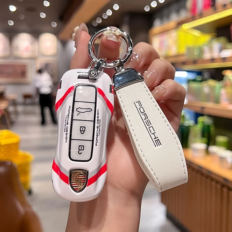 适用保时捷Macan车钥匙套Panamera帕拉梅拉911卡宴包Taycan扣男女
