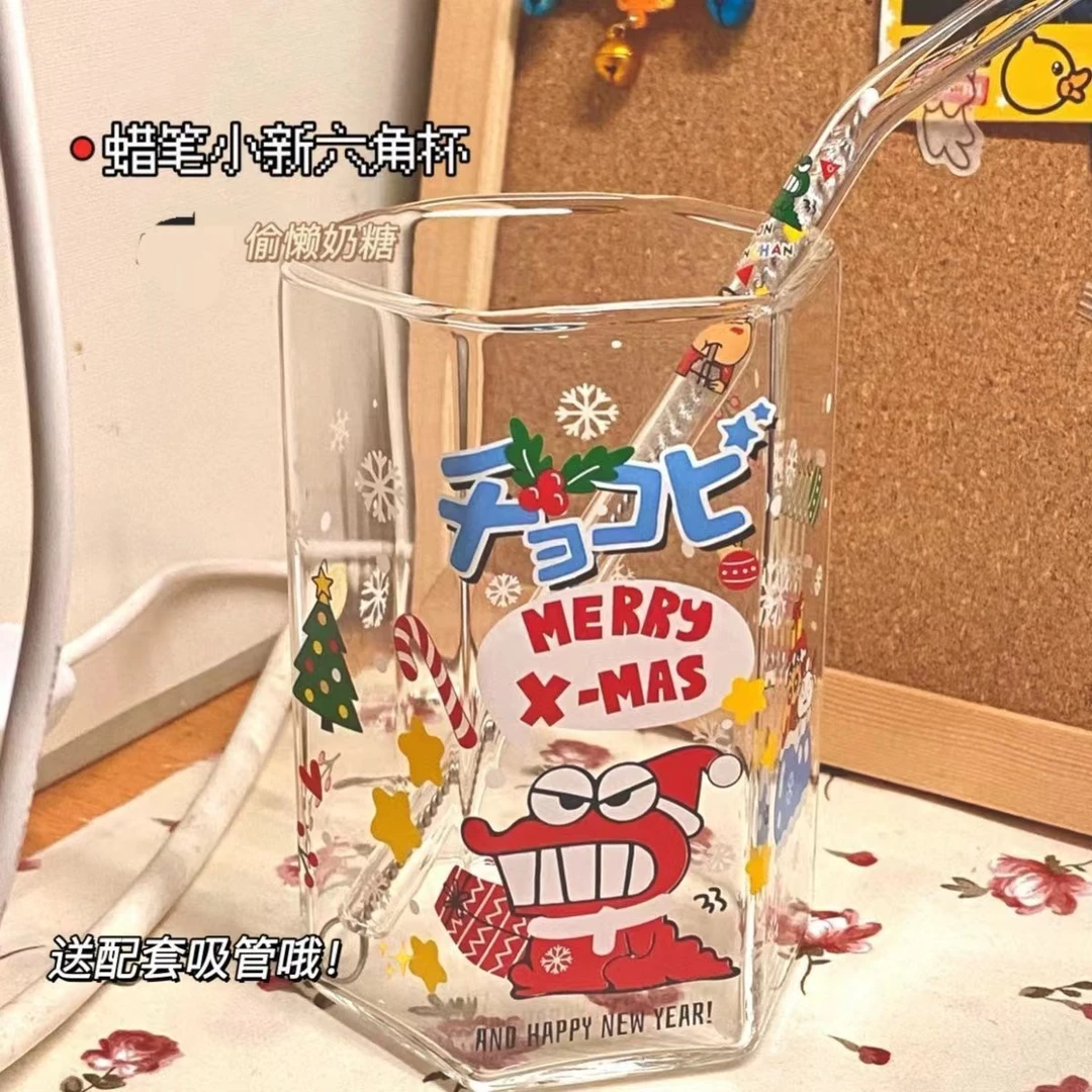 蜡笔小新鳄鱼六角杯动漫卡通ins高颜值牛奶杯咖啡杯耐热大容量杯
