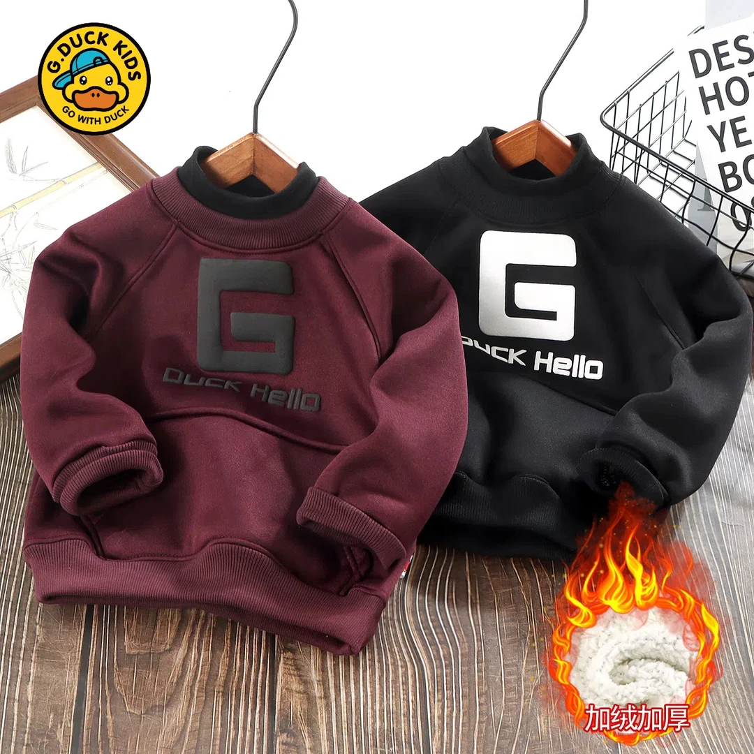小黄鸭加绒加厚高领卫衣