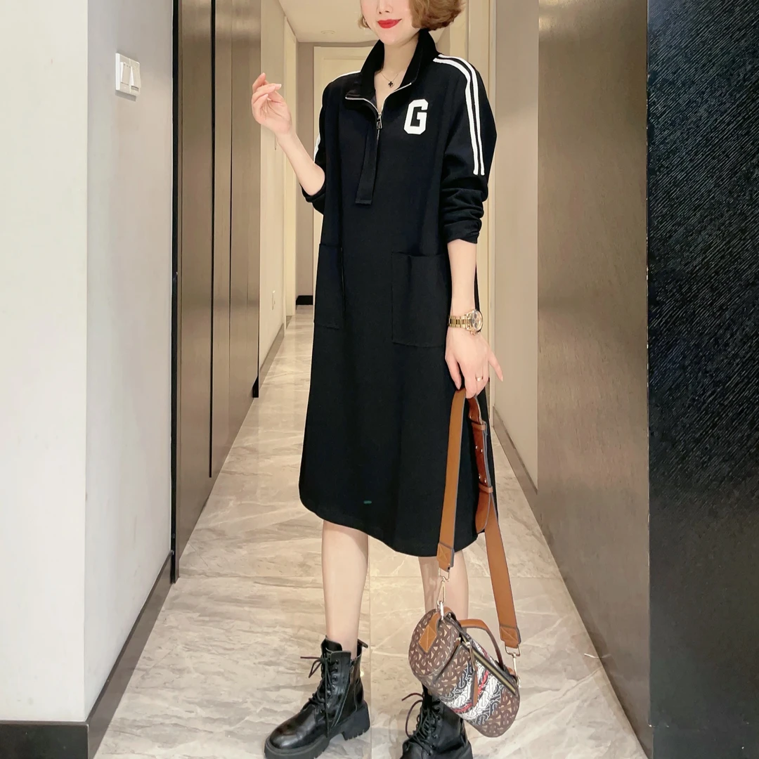 【定制款】欧洲站大码连衣裙女春秋长袖休闲宽松时尚秋季裙子