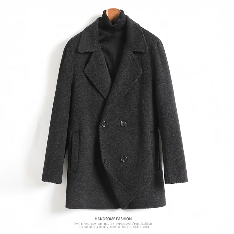 2024双面绒大衣男士中长款羊毛呢子加厚高级感秋冬季英伦风衣外套