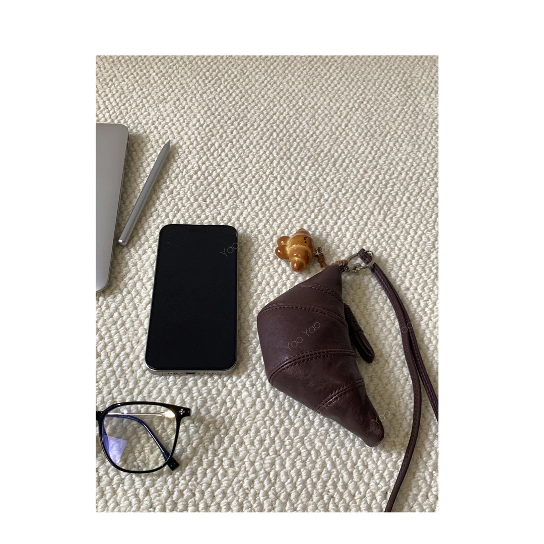 瑶瑶Yao'-'咖啡可颂'小牛角包挂脖搭配百搭简约四季小挂包