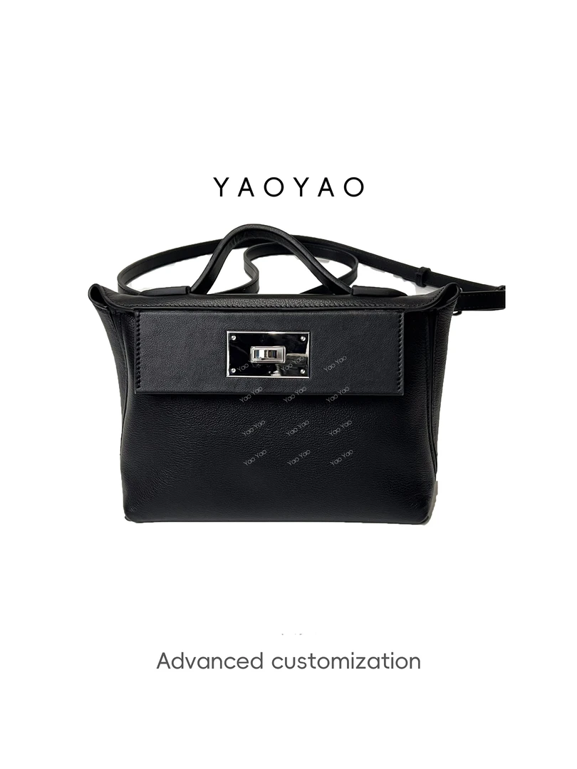 Yao'包包女士单肩斜跨包真皮百搭极简小众女包B01-20
