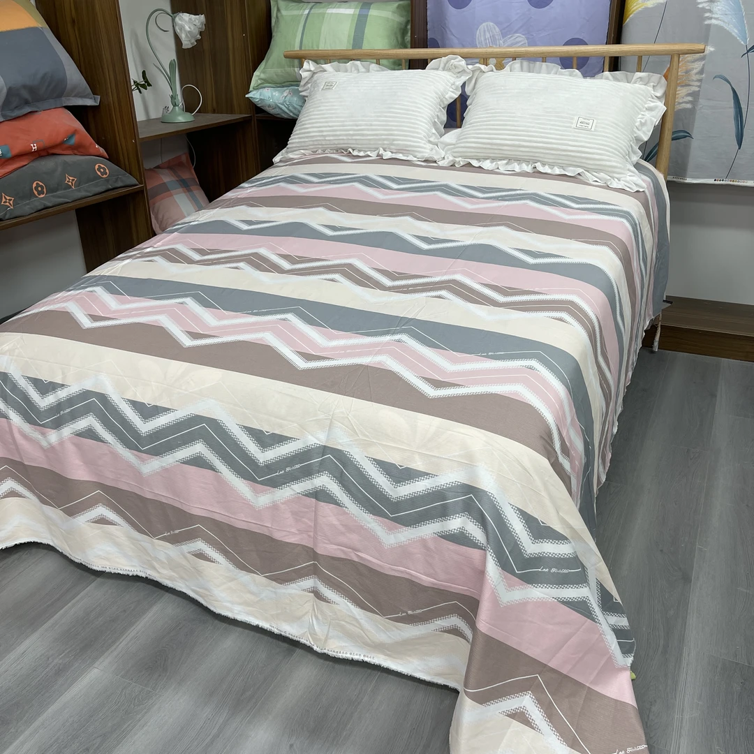 2.5米床单竹棉斜纹大提花三合股织造厚实立体贴身吸汗【竹粉条纹】