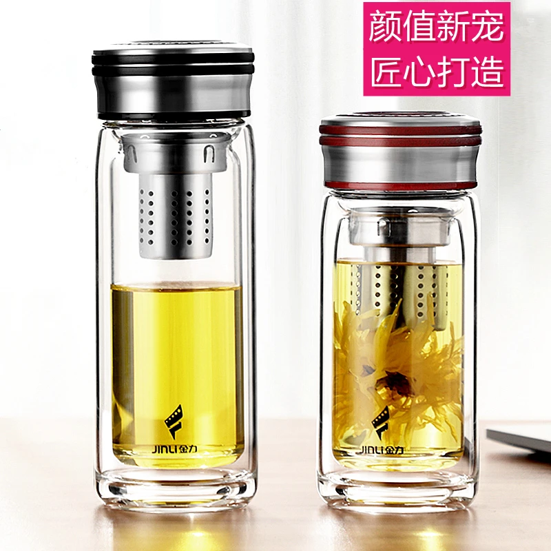 茶杯男双层加厚耐热玻璃水杯防爆耐高温泡茶喝水杯子女2024新款
