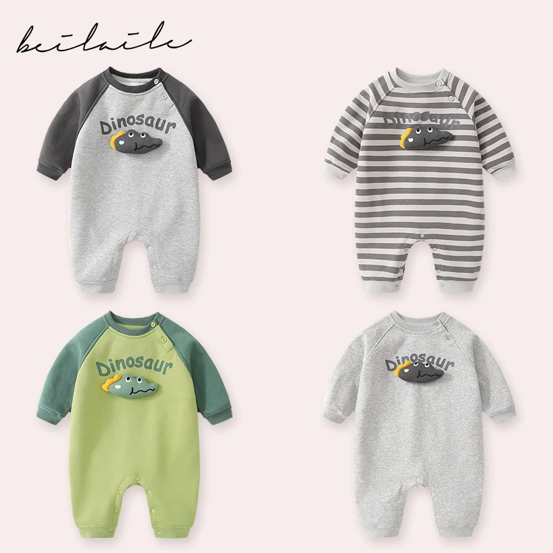 【气质小恐龙卫衣】蓓莱乐0女婴儿1连体衣服2春秋装外出外套装5宝宝