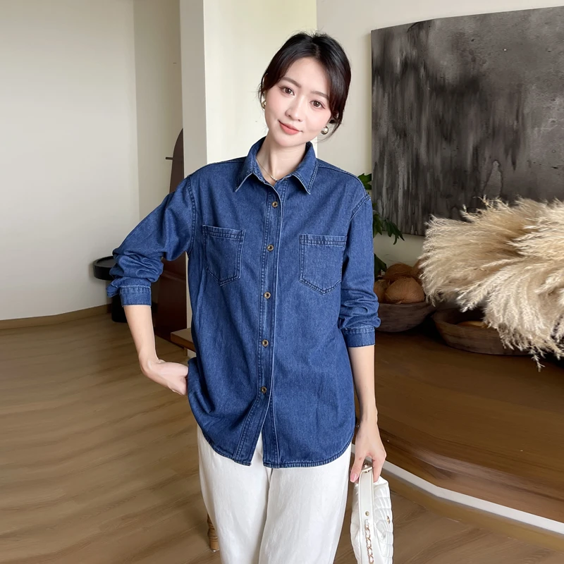 牛仔衬衫女外套设计感上衣秋季2025年新款女长袖韩版衬衣