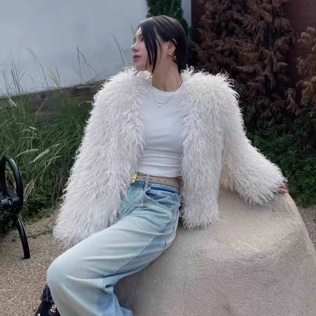 冬款气质高级感毛毛外套时尚宽松开衫