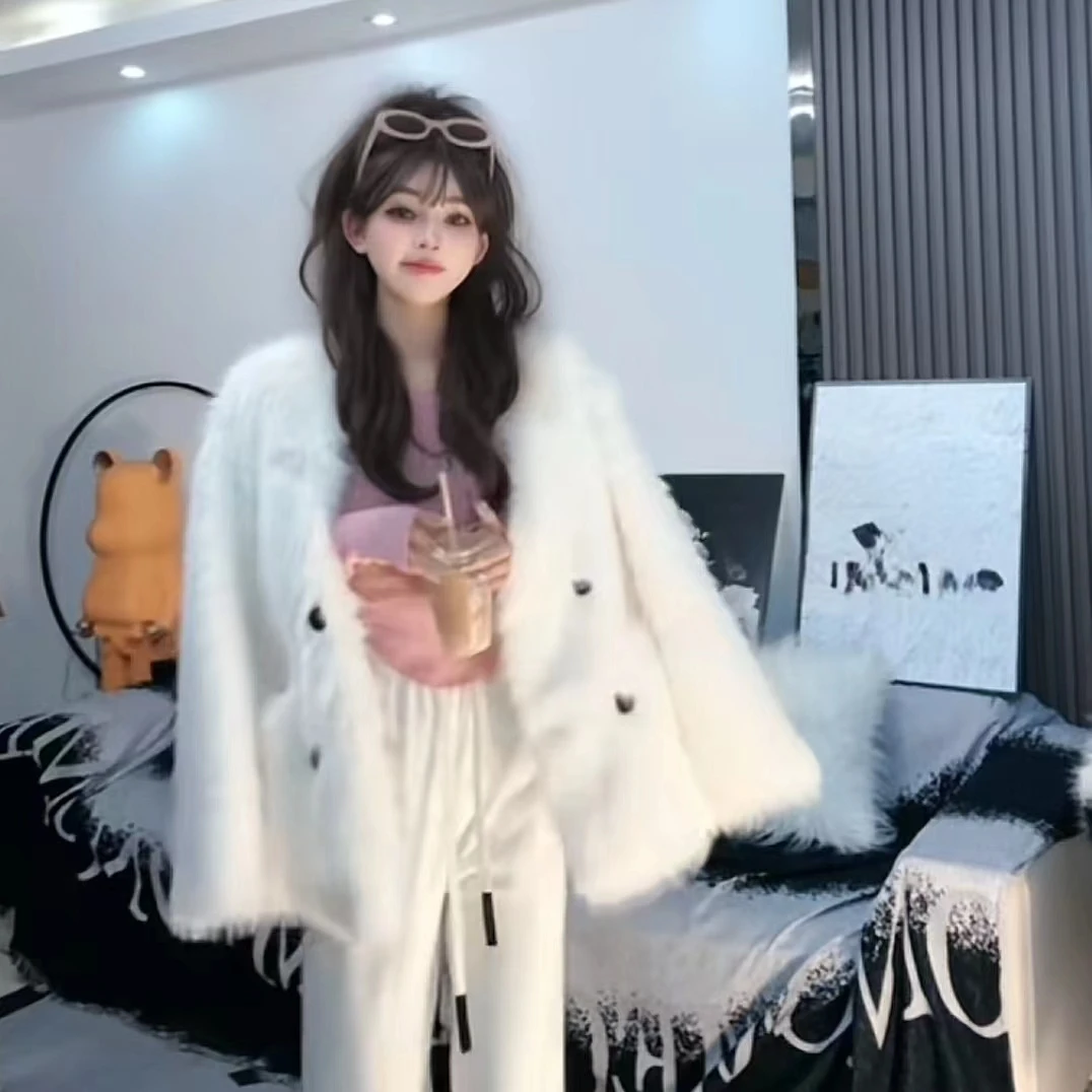 韩系高级感中长款外套设计感重工毛绒上衣