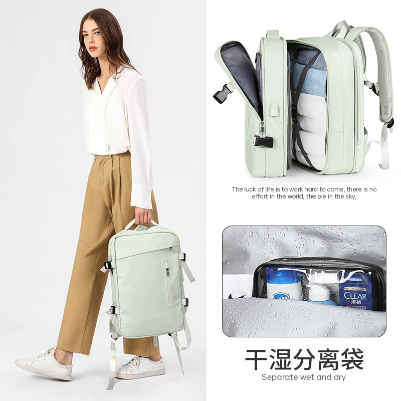 女士超轻旅行双肩包2024新款短途超轻旅游收纳背包大容量电脑书包