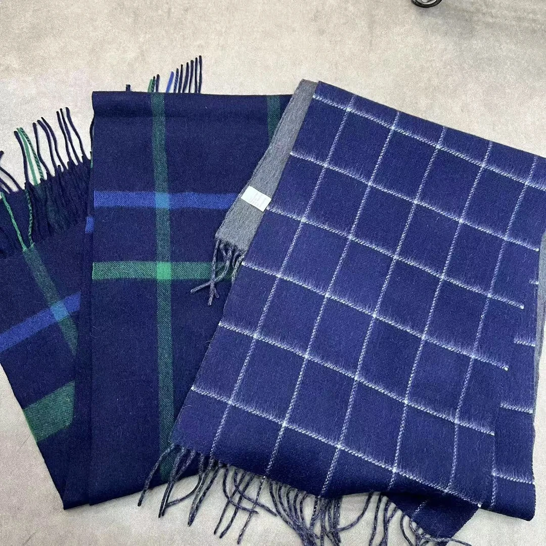 剪标款 经典英伦风 91%羊毛%9羊绒 男士秋冬格子羊毛围巾 围脖