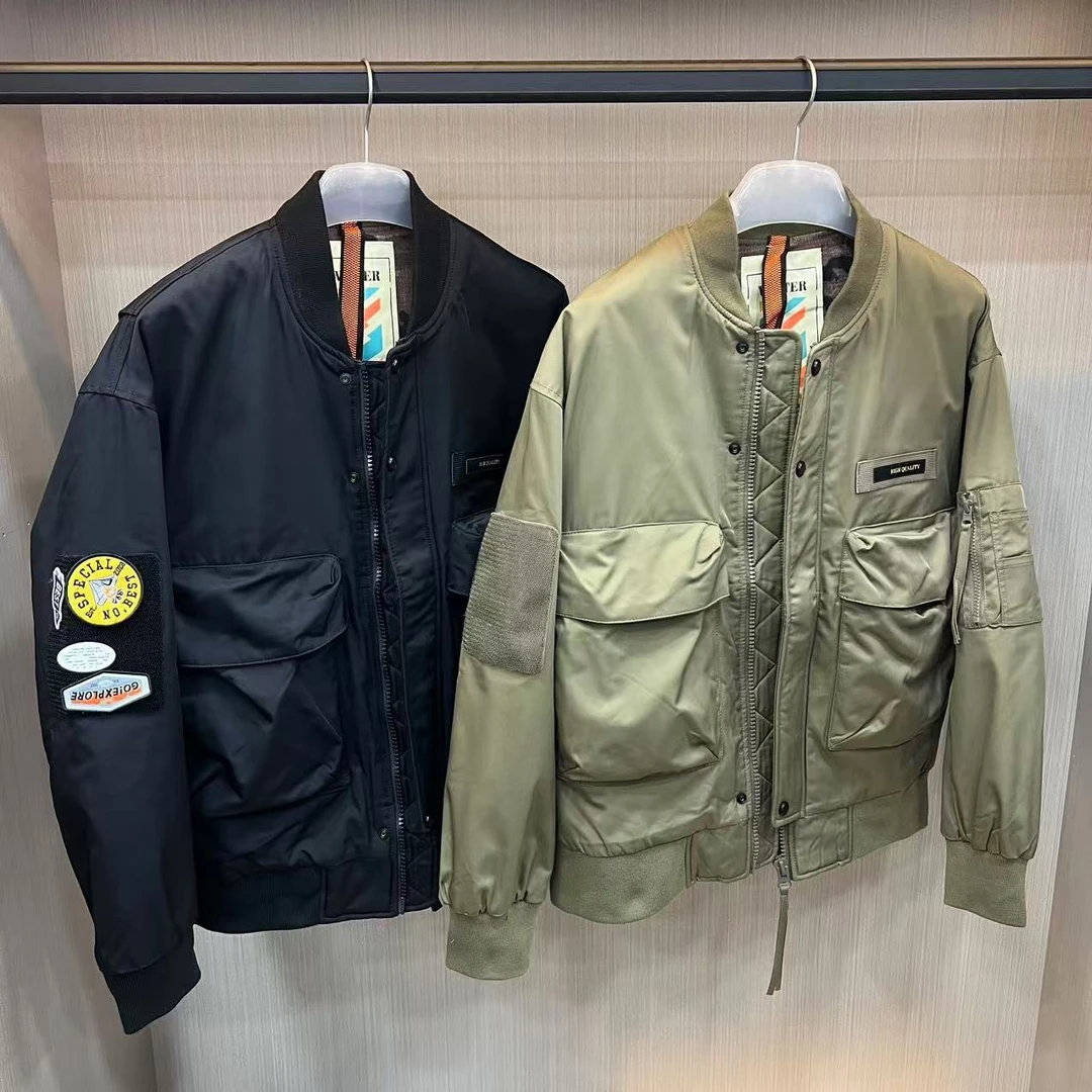 复古贴标 加厚飞行员外套男冬季90白鸭绒工装棒球羽绒服 4695