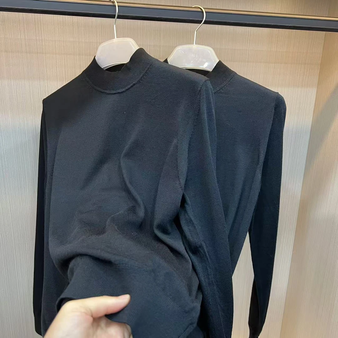 西班牙高奢 100%美利奴羊毛面料 男士秋季立领丝滑贴服线衣毛衣