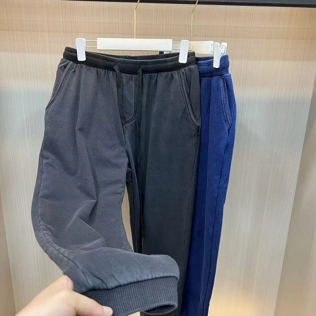 水洗靛蓝 柔软亲肤 男士细腻毛圈经典束口运动休闲针织牛仔裤