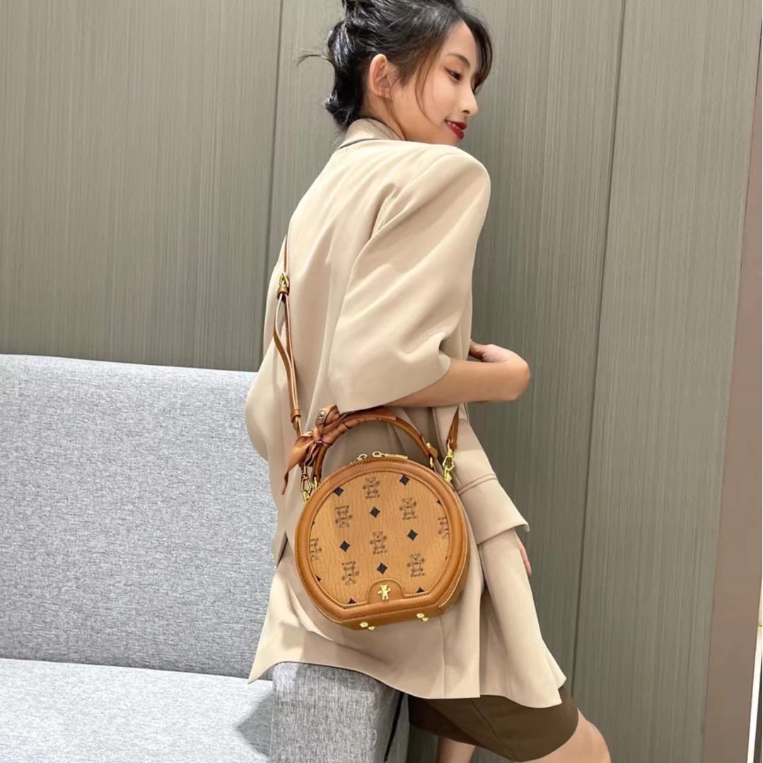 黛安霏尼正品2024新款小众设计圆饼包时尚轻奢手提包单肩斜挎包女