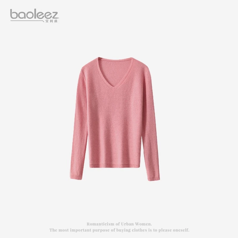Baoleez/宝利兹秋冬圆领针织羊毛衫修身百搭长袖打底100B233A067