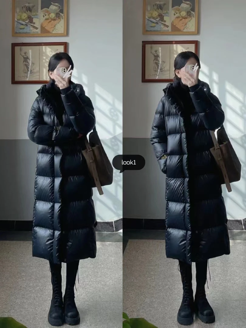 3.0升级版正品新款升级黑钻鹅绒服八格长款连帽外套宽松男女同款