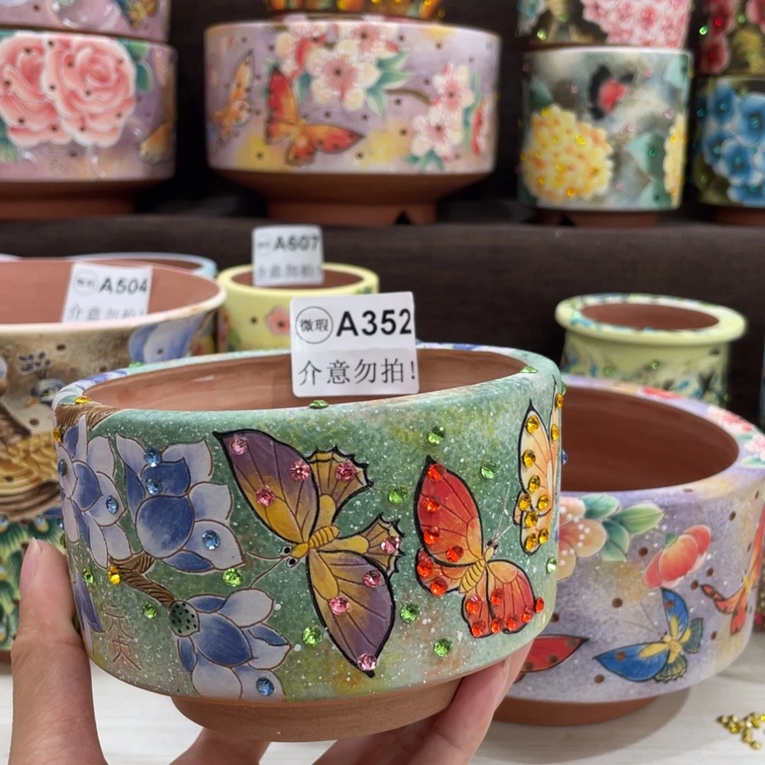 口不圆蝴蝶特价花盆