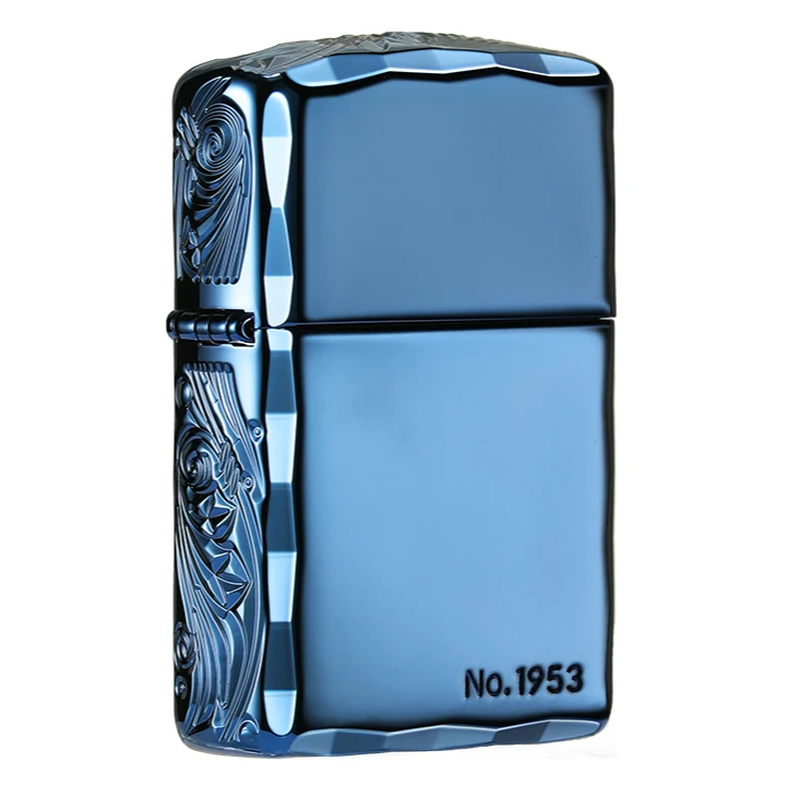 ZIPPO打火机钻石刀切精雕蓝冰防风煤油限量编号送男士DYJ1