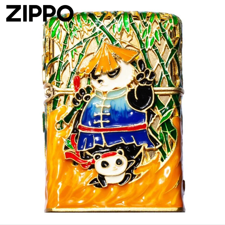 ZIPPO/之宝夜光花丝珐琅功夫熊猫珍藏限量防风煤油国风DY9919TF