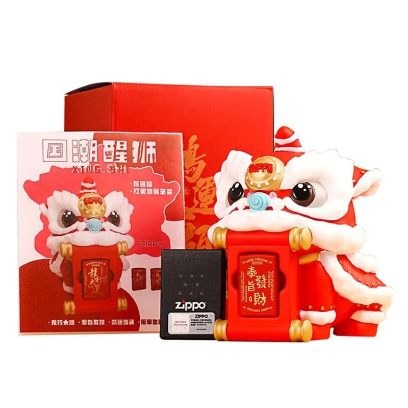 ZIPPO东方文化夜光国潮醒狮储钱罐鸿运煤油打火机DY8820CY