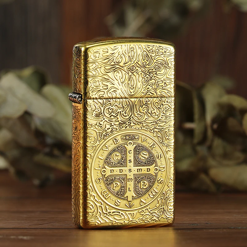 ZIPPO纤巧康斯坦丁防风煤油打火机 金色复古原装正品双色DY8714DK